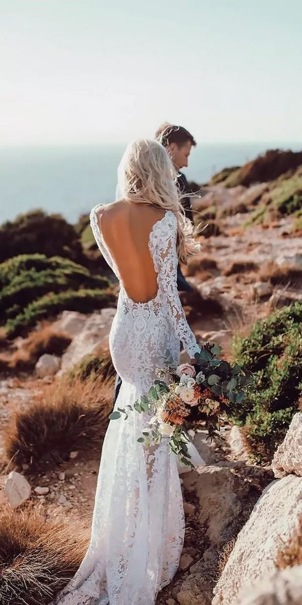 Backless Long Sleeve Wedding Dresses