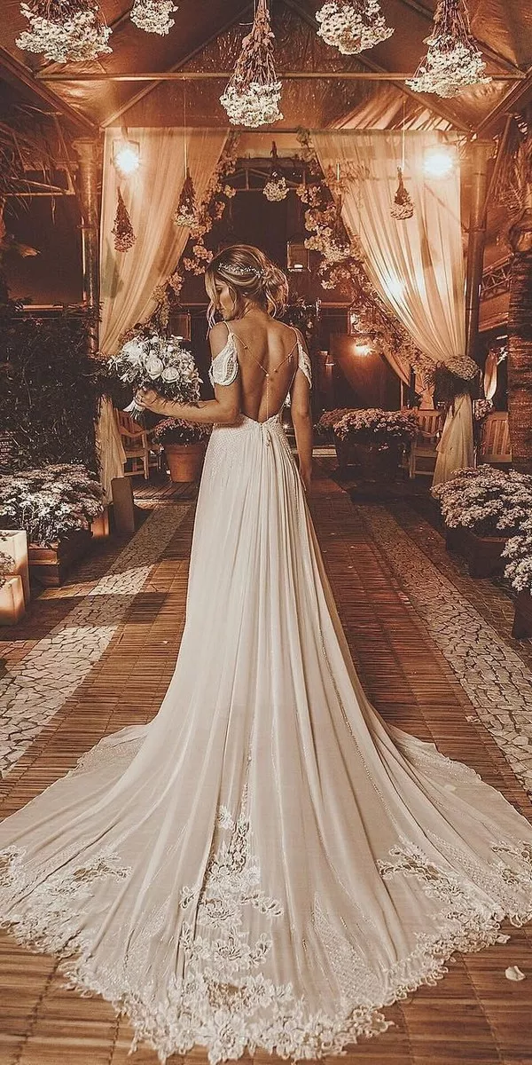 Backless off the shoulder wedding dress - atelieria