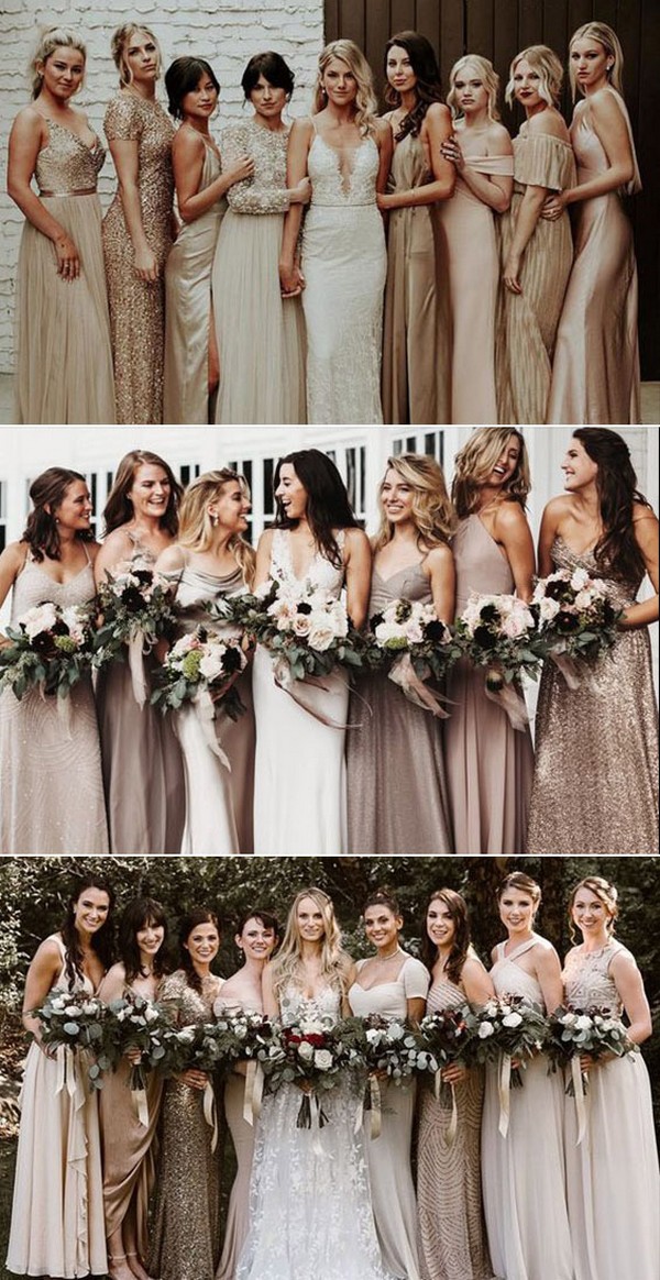 Chiffon and Lace Mismatched Bridesmaid Dresses