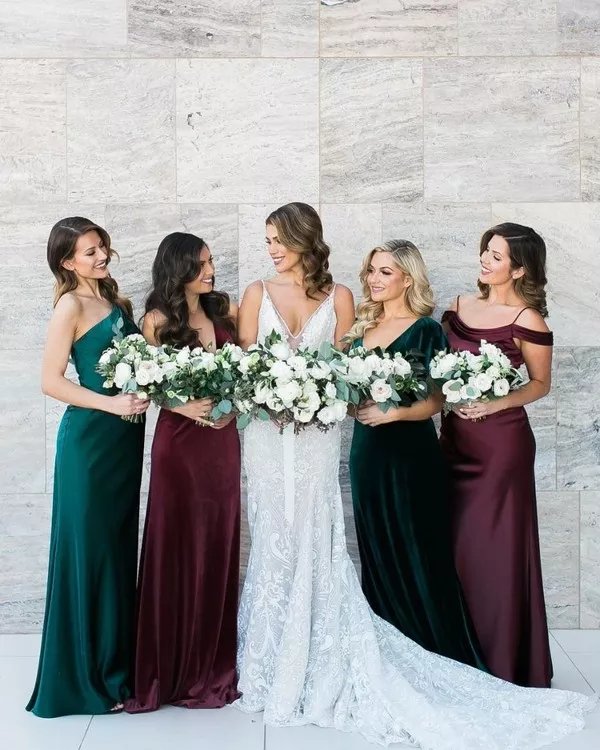 Dark green emerald green hunter green bridesmaid dresses