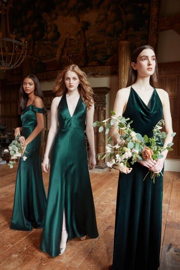 Dark green emerald green hunter green bridesmaid dresses