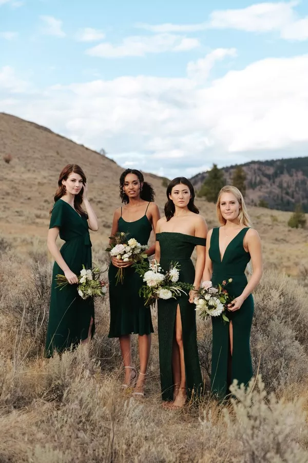 Dark green emerald green hunter green bridesmaid dresses