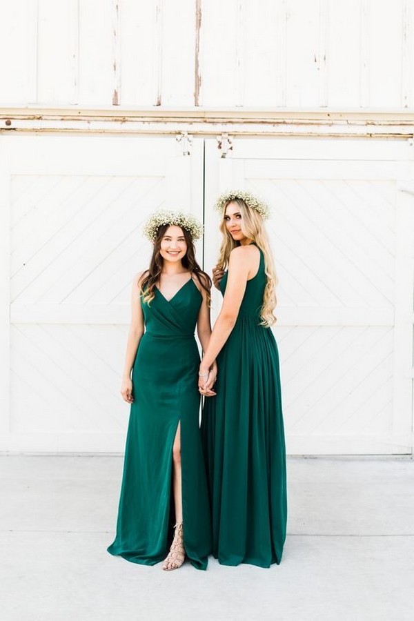 Dark green emerald green hunter green bridesmaid dresses 16
