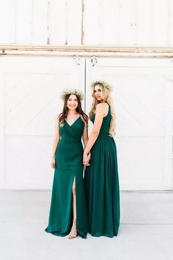 Dark green emerald green hunter green bridesmaid dresses