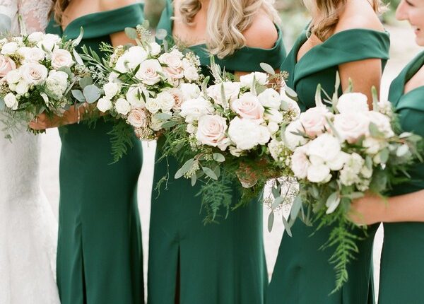 Dark green emerald green hunter green bridesmaid dresses