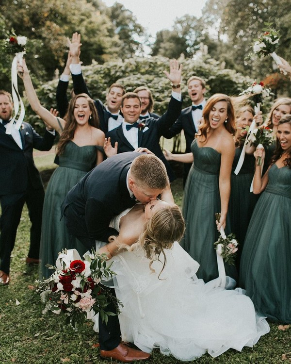 Dark green emerald green hunter green bridesmaid dresses