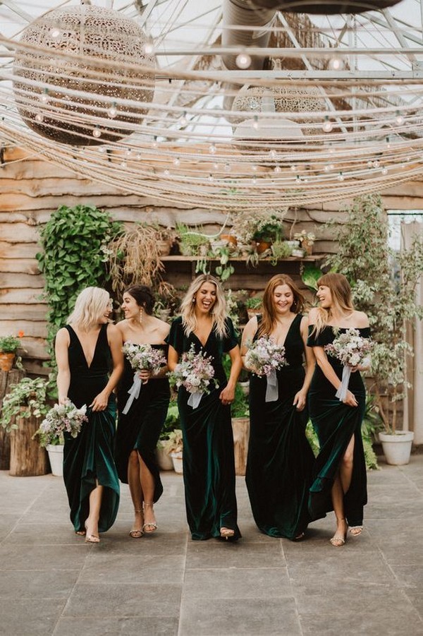 Dark green emerald green hunter green bridesmaid dresses