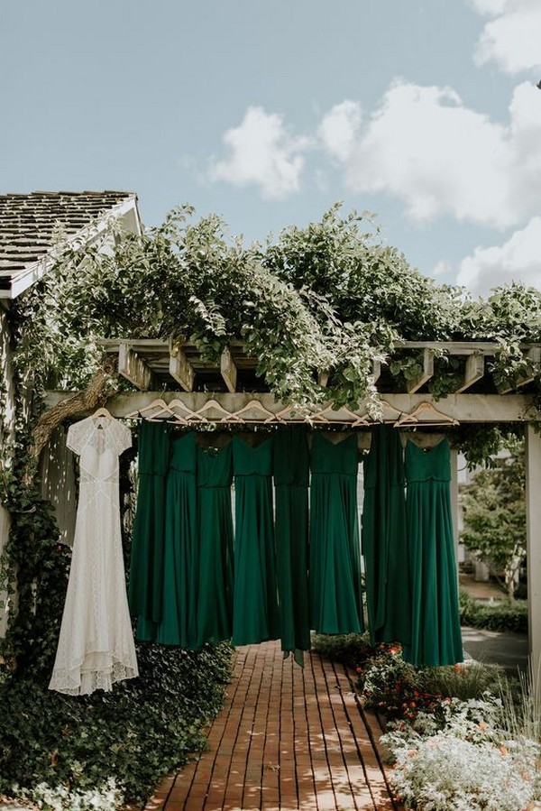 Dark green emerald green hunter green bridesmaid dresses