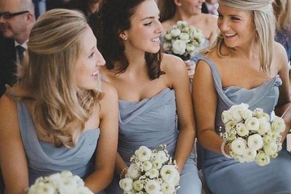 steel blue chiffon bridesmaid dresses