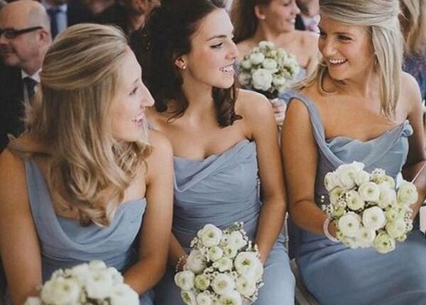 Dusty Blue Sleeveless Floor Length Sweetheart Chiffon Bridesmaid Dresses