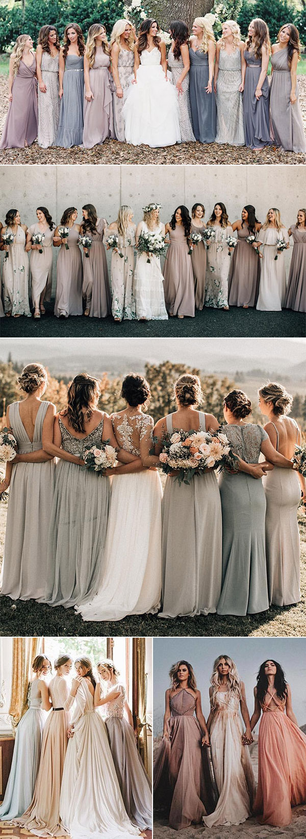 Earth Tones mismatched bridesmaid dresses wedding ideas