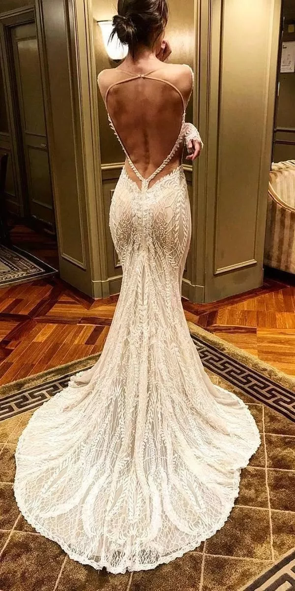 Mermaid Open Back Wedding Dresses