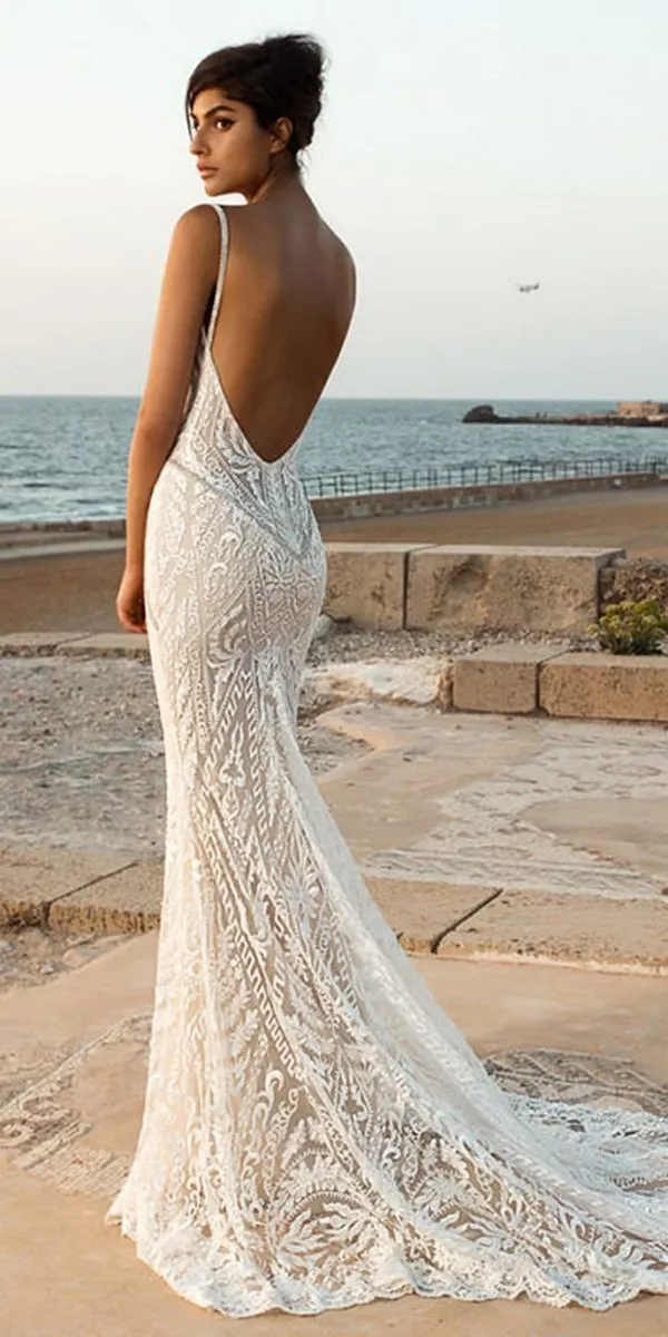 Open Back Lace Mermaid Bridal Dress
