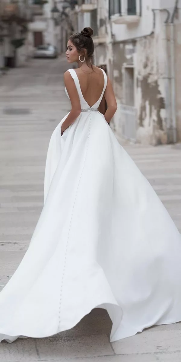 Open back aline wedding dress - Naviblue