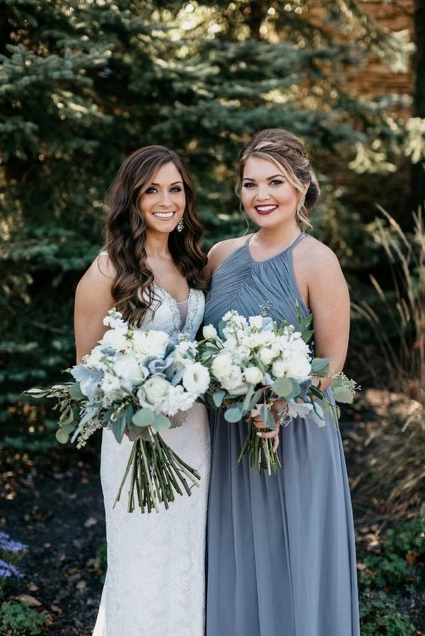 Steel Blue Bridesmaids Dresses