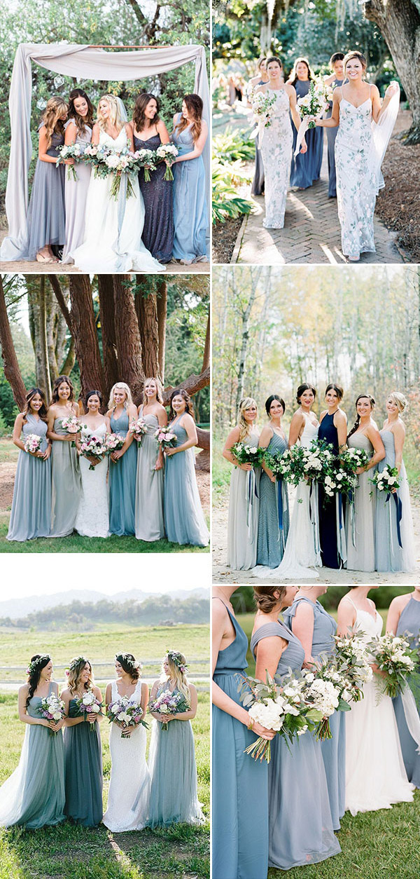 blue mixed bridesmaid dresses blue wedding color palette something blue