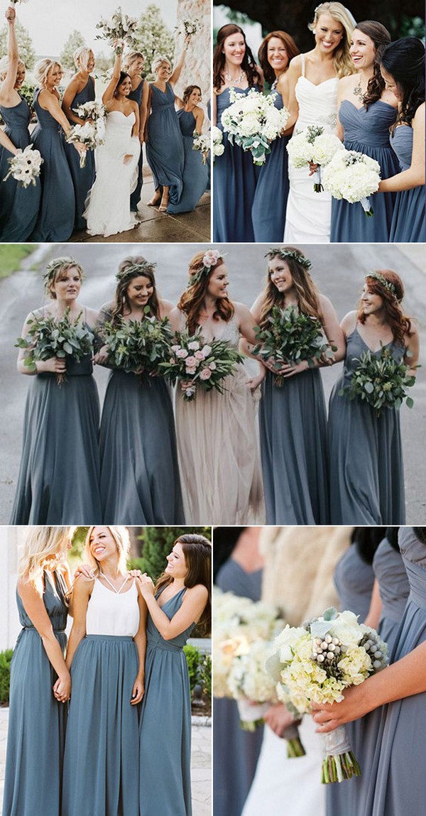 dusty blue steel blue bridesmaid dress ideas