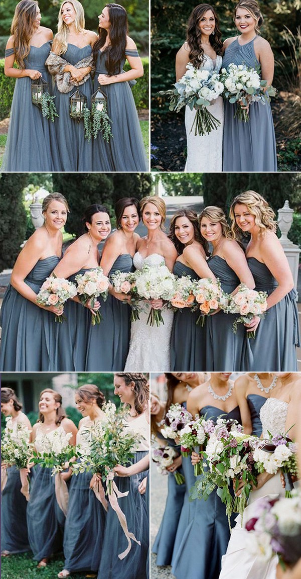 dusty blue steel blue bridesmaid dress ideas