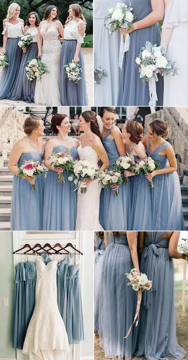 dusty blue steel blue bridesmaid dress ideas2