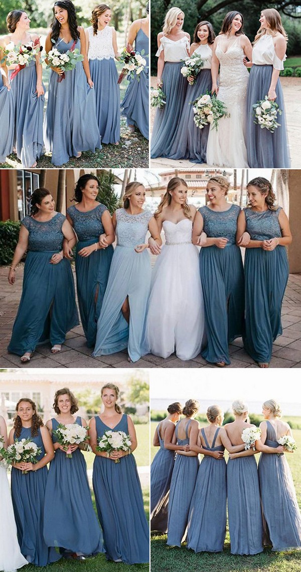 dusty blue steel blue bridesmaid dress ideas