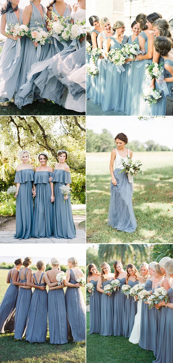 dusty blue steel blue bridesmaid dress ideas