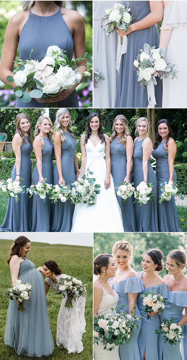 dusty blue steel blue bridesmaid dress ideas