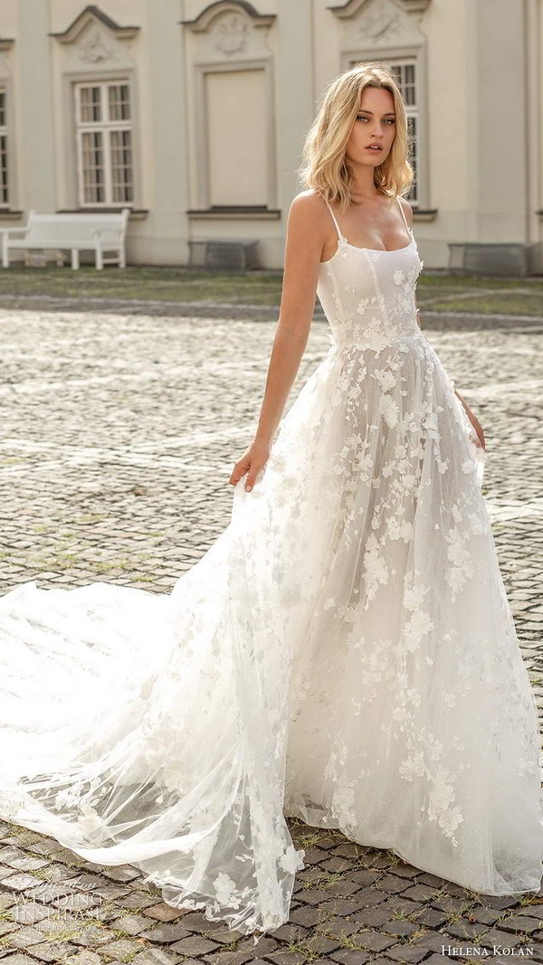 helena kolan 2020 bridal sleeveless thin straps scoop neckline fully embellished a line ball gown wedding dress scoop back cathedral train 1 mv