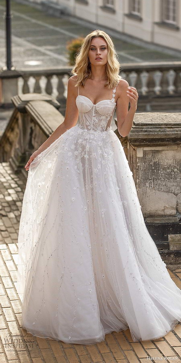 helena kolan 2020 bridal sleeveless thin straps sweetheart nevkline corset bodice fully embellished romantic a line ball gown wedding dress 5 mv