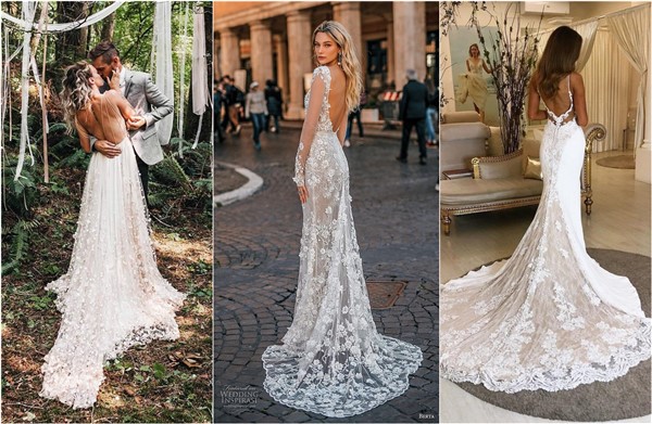 lace open back wedding dresses