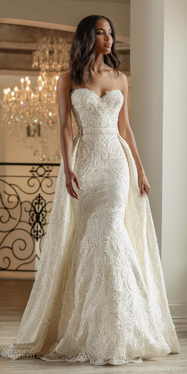 naama anat spring 2020 knottinghill bridal strapless sweetheart neckline fully embellished lace sheath glam wedding dress a line overskirt chapel train 8 mv