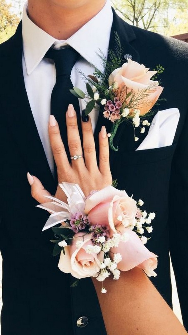 prom corsage and boutonniere set ideas 5