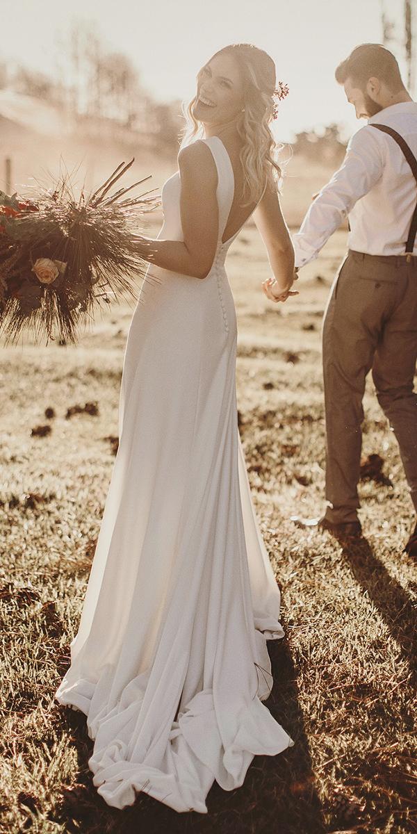 rustic wedding dress simple sheath low back country rodrigovipych