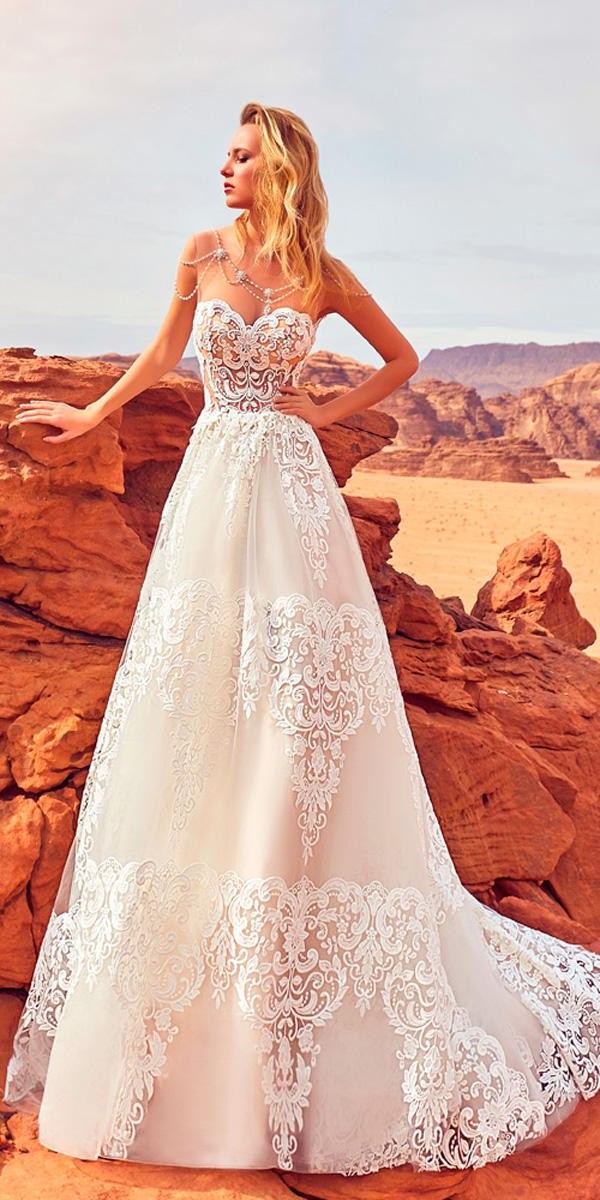 a line lace strapless sweetheart wedding dresses oksana mukha