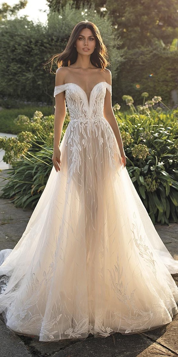 a line wedding dresses off the shoulder sweetheart neckline pronovias