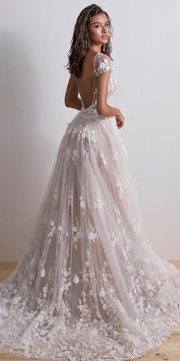 a line wedding dresses open back with cap sleeves floral blush dimitrius dalia