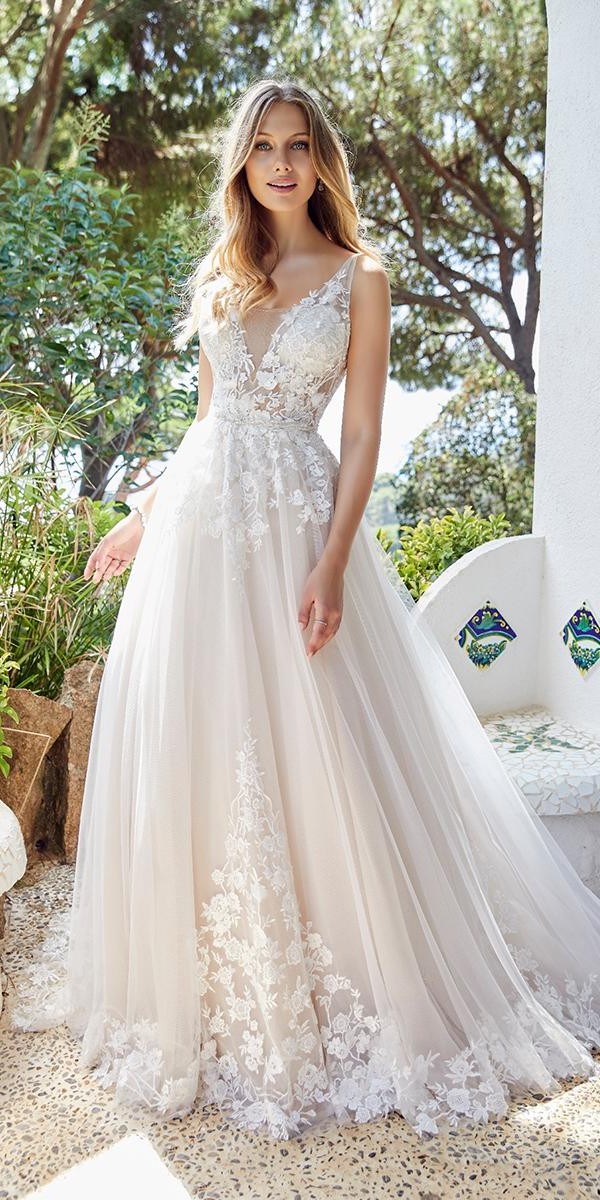 a line wedding dresses plunging neckline lace country ronaldjoyce 1