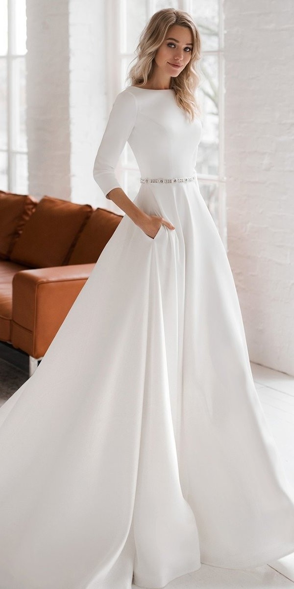modest wedding dresses princess simple with long sleeves elegant dom vesta