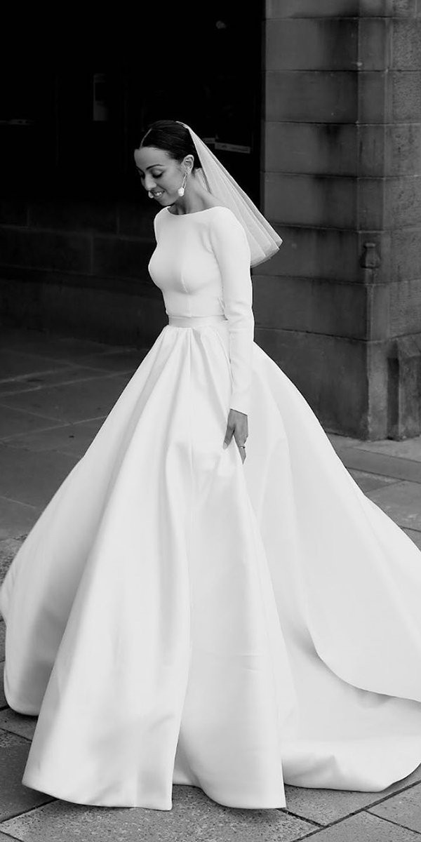 modest wedding dresses simple ball gown with long sleeves steven khalil