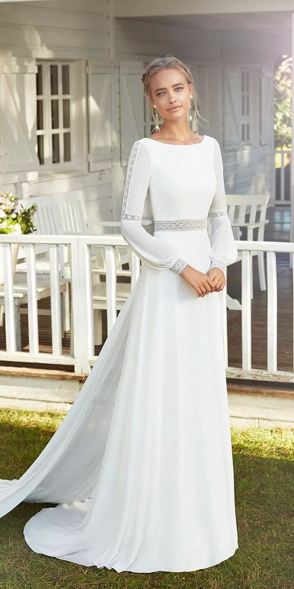 modest wedding dresses simple with long sleeves a line bohemian rosa clara