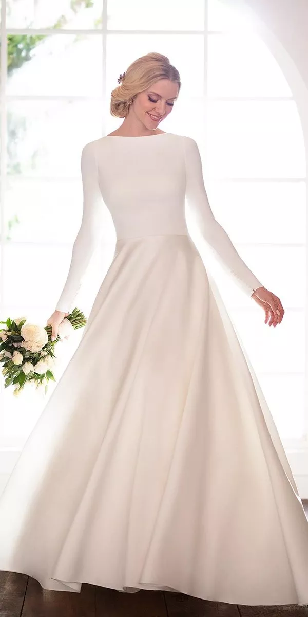 modest wedding dresses simple with long sleeves martina liana