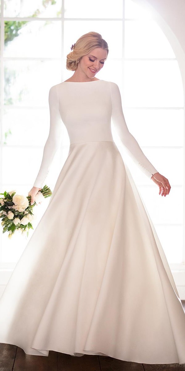 modest wedding dresses simple with long sleeves martina liana