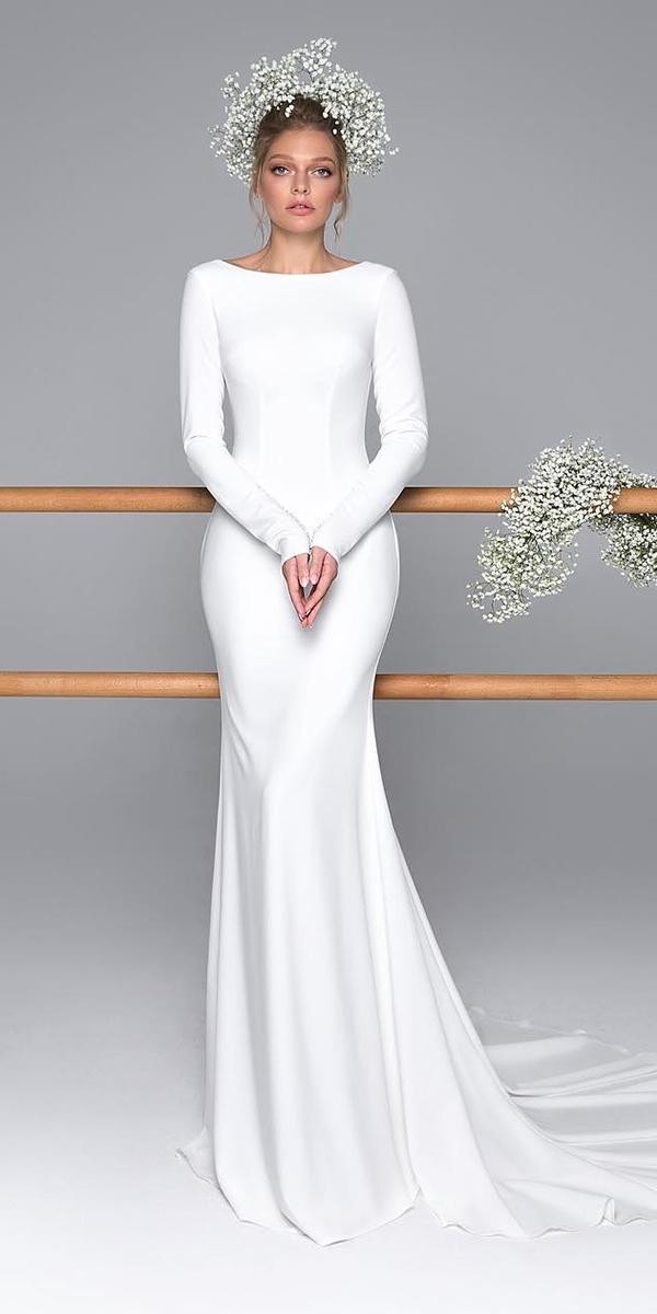 modest wedding dresses with sleeves sheath simple romantic evalendel