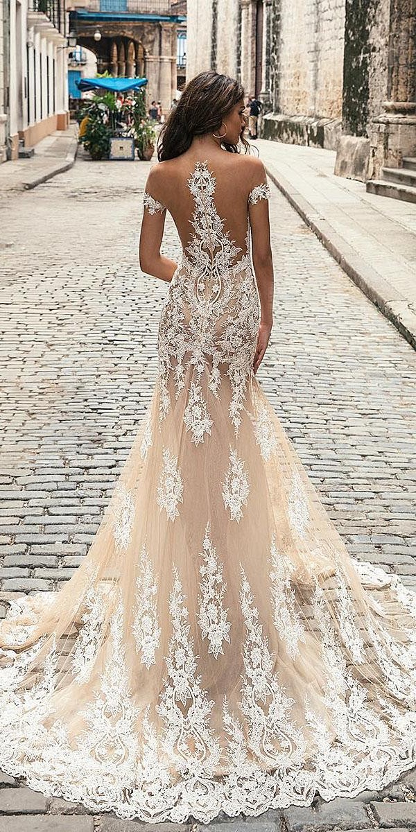 unique lace wedding dresses mermaid tatto effect back blush julie vino bridal