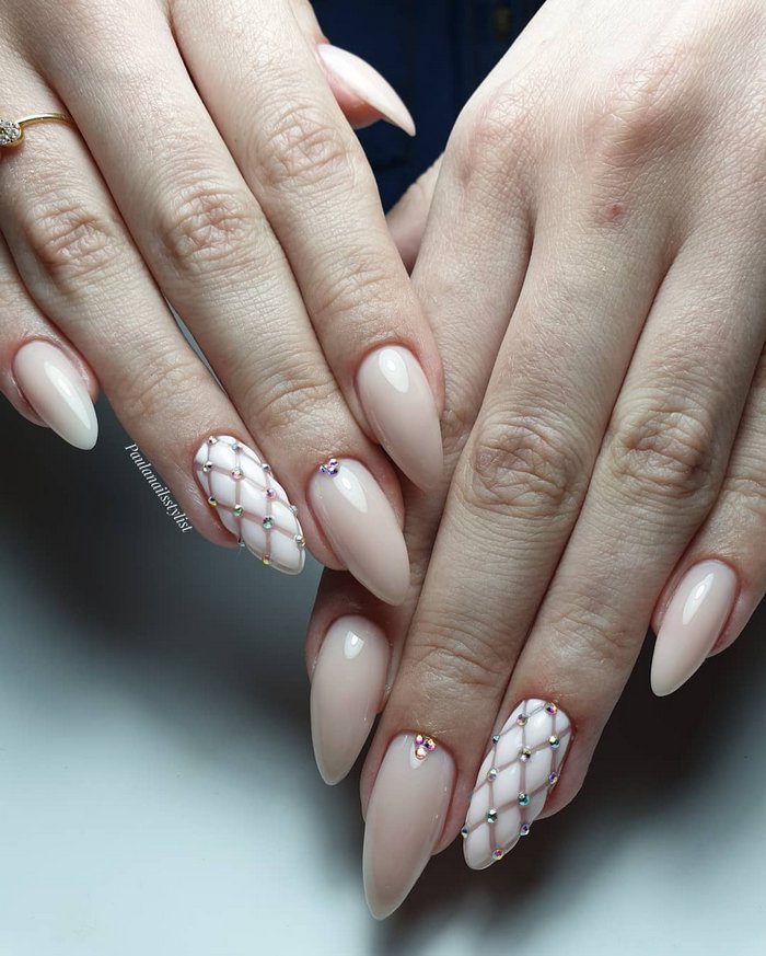 Pink White Wedding Nail Art Design Ideas #wedding #nails #weddingideas #weddingnails