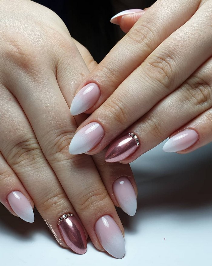 Pink White Wedding Nail Art Design Ideas #wedding #nails #weddingideas #weddingnails