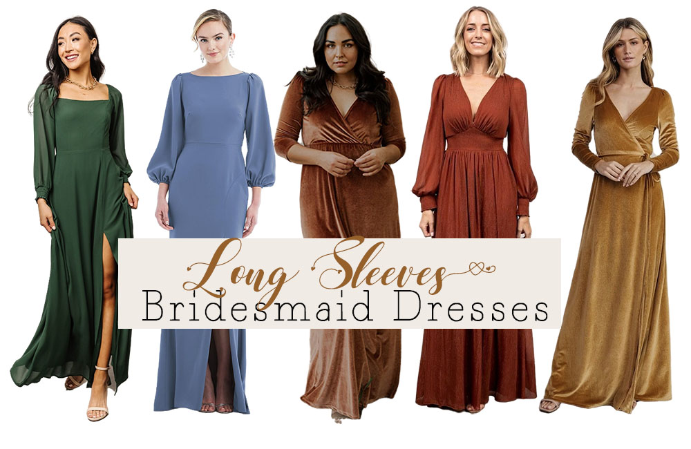 long sleeves bridesmaid dresses