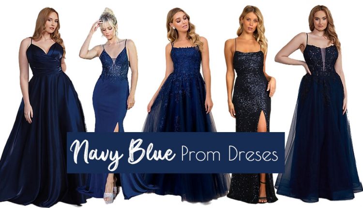 navy blue dark blue prom dresses